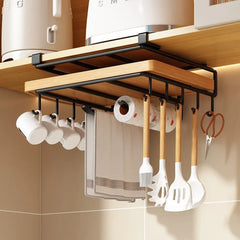 Under Cabinet Kitchen Organizer Rack With Hooks By ZapCart For Home Cooks Space Saving