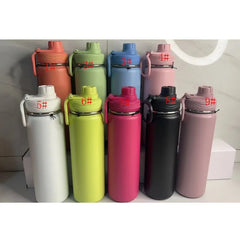 Adistore 24oz stainless steel insulated water bottle with vacuum insulation and sports cup design, black finish and spill-proof lid