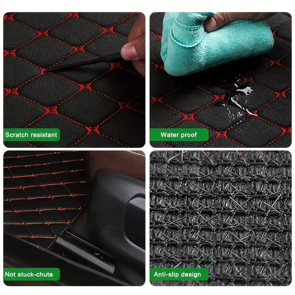 Set of 5 waterproof leather car floor mats by Eliteridegear, universal auto foot pad protectors for vehicle interior.