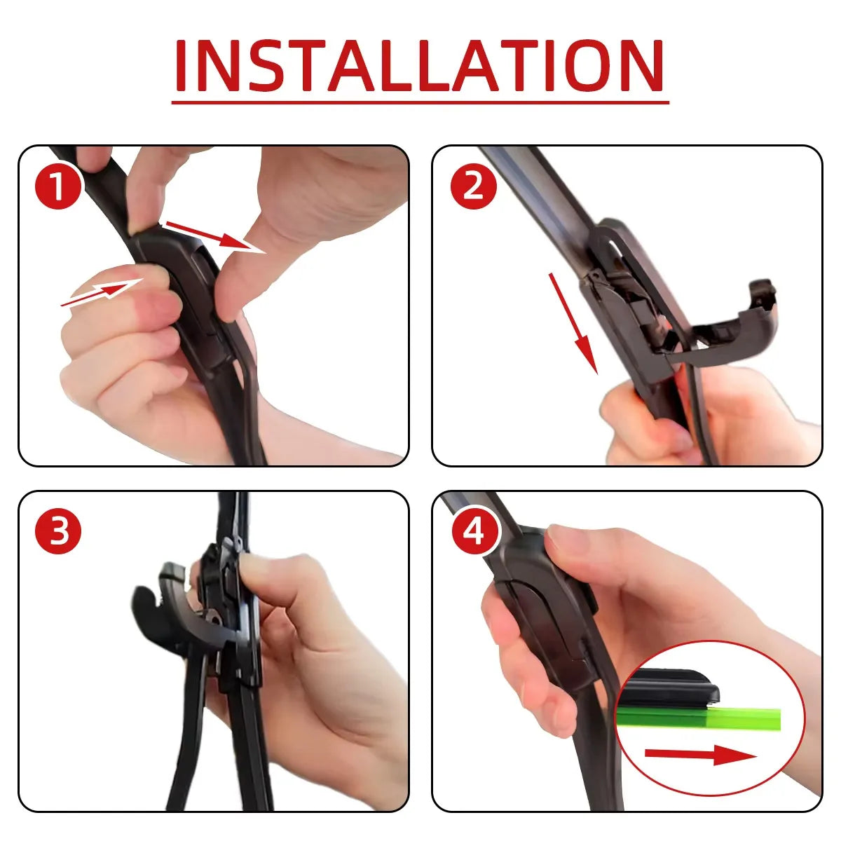 Eliteridegear J/U-shaped universal windshield wiper blade with natural rubber, available in 14 to 26 inches, for car windshields.