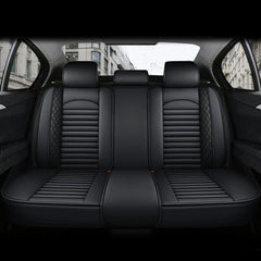 Eliteridegear 5-seats PU leather car seat covers set with front and rear cushions, universal fit for full vehicle protection.