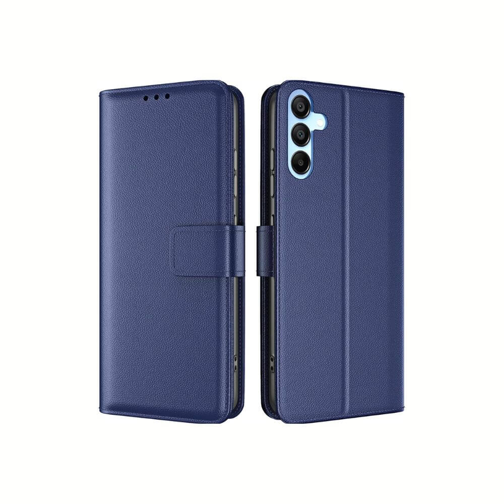Blue Samsung Galaxy A54 5G Book Flip Case by Phone Base featuring leather wallet design and protective cover.