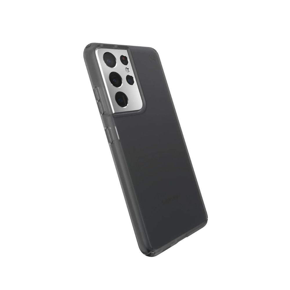 Samsung Galaxy S21 Ultra Speck hard black phone case by Phone Base, showing the durable, sleek protective cover for the device.