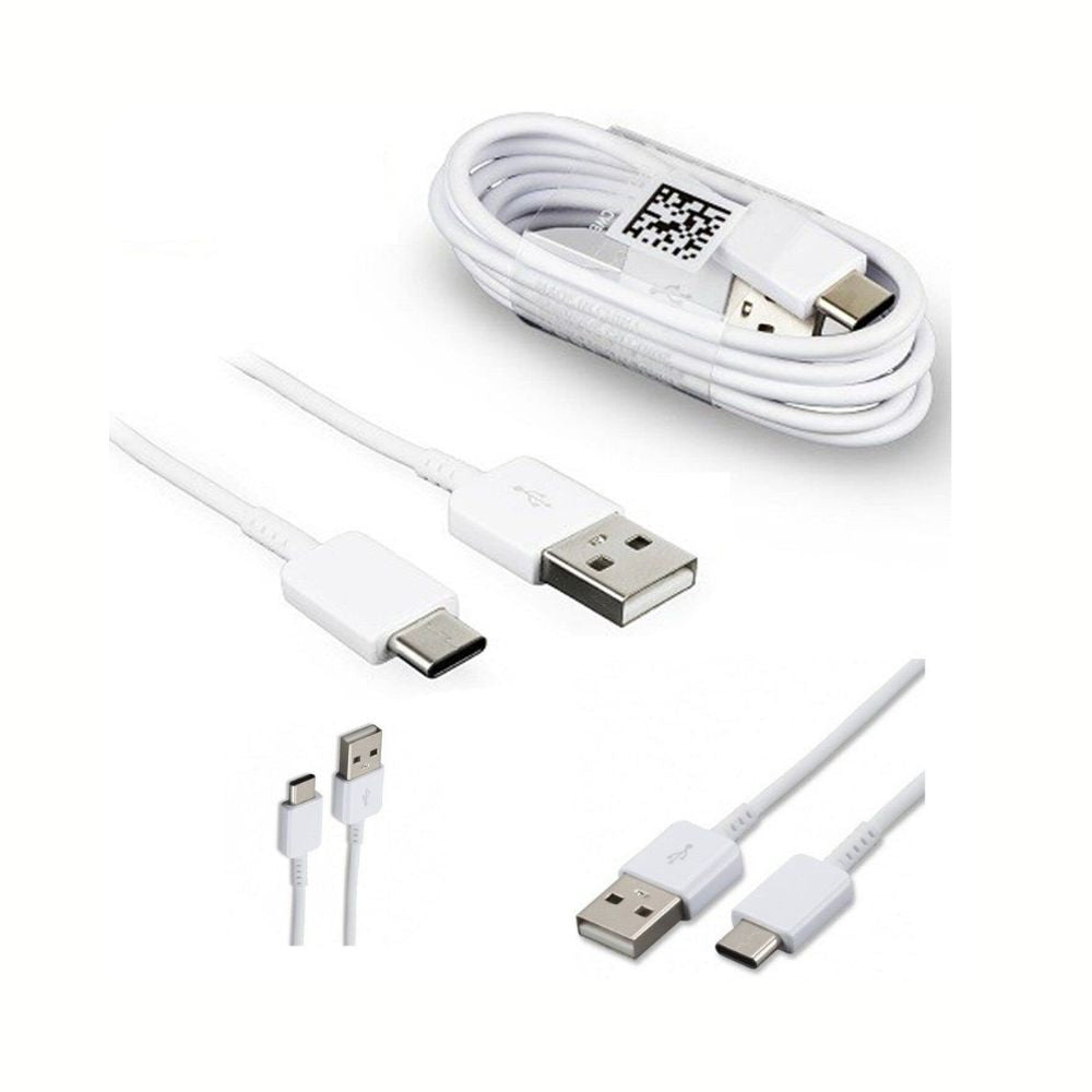 White Samsung genuine A-to-C charging and data cable, 1 meter long, designed for reliable phone charging and data transfer.