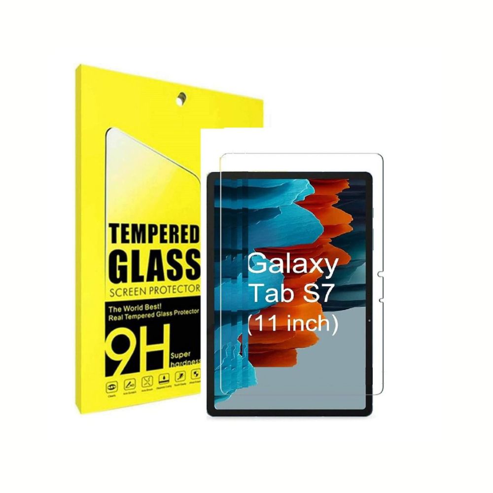 Samsung Galaxy Tab S7 11-inch 2.5D tempered glass screen protector by Phone Base, showing a clear protective layer on the tablet screen.
