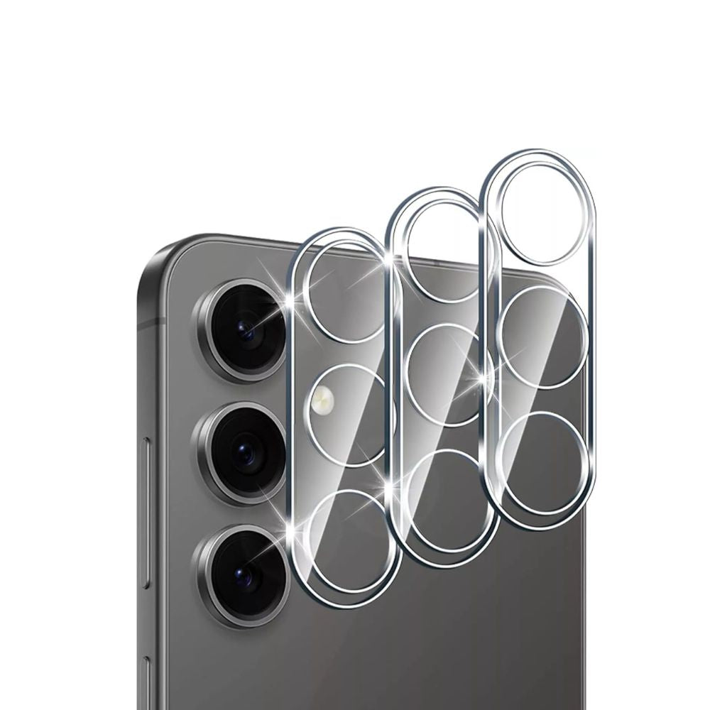 Samsung Galaxy S26 Series camera lens protector by Phone Base, showing clear protection for the phone's rear camera lenses.