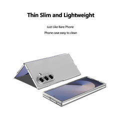 Samsung Galaxy Z Fold 7 clear silicone gel case by Phone Base, showing a transparent, flexible protective cover on the phone.