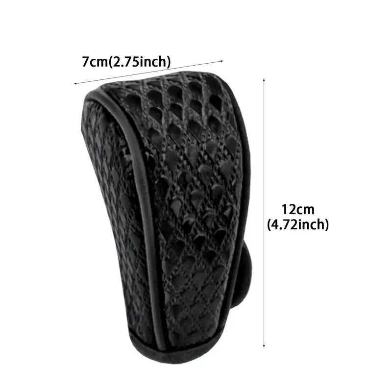 Eliteridegear leather car shift handle cover with non-slip, wear-resistant design for automatic gear shifter decoration.