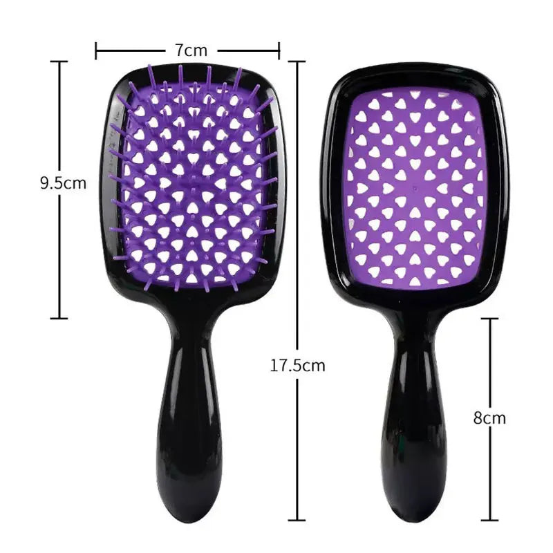 Adistore detangling hair brush with hollow comb design for wet and curly hair, featuring a massage grip for gentle styling.