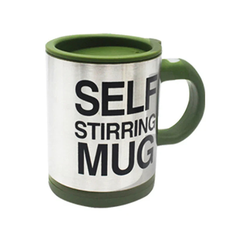Automatic self-stirring mug by Adistore with stainless steel body and magnetic mixing system for coffee or beverages.
