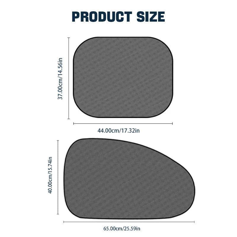 Eliteridegear SEAMETAL 2-piece car window sunshade cover with UV protection, black sun shield for front and rear windows.