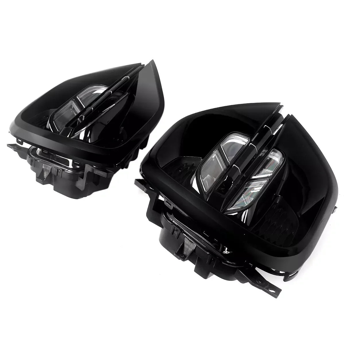 Eliteridegear Quad LED fog lights kit with switch wires and plug-and-play assembly for car signal lighting.