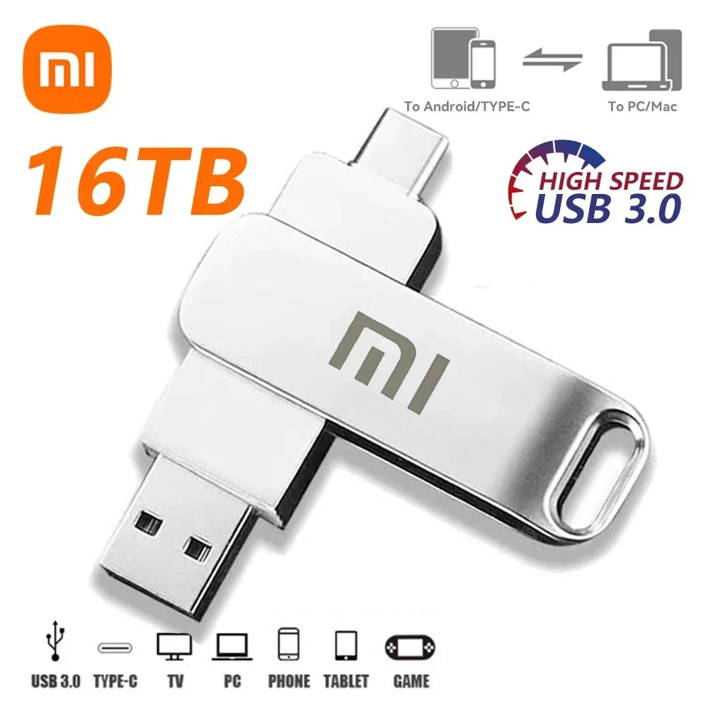 Xiaomi 16TB USB Flash Drive USB 3.0 Memories Type-c 2-In-1 8TB 2TB OTG Pendrive High Speed Flash U Disk For Computer Mobilephone