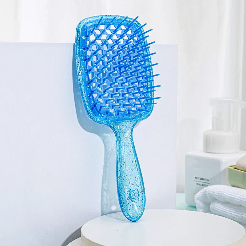 Adistore detangling hair brush for wet and curly hair with massage hollow comb design, perfect for gentle, tangle-free styling.