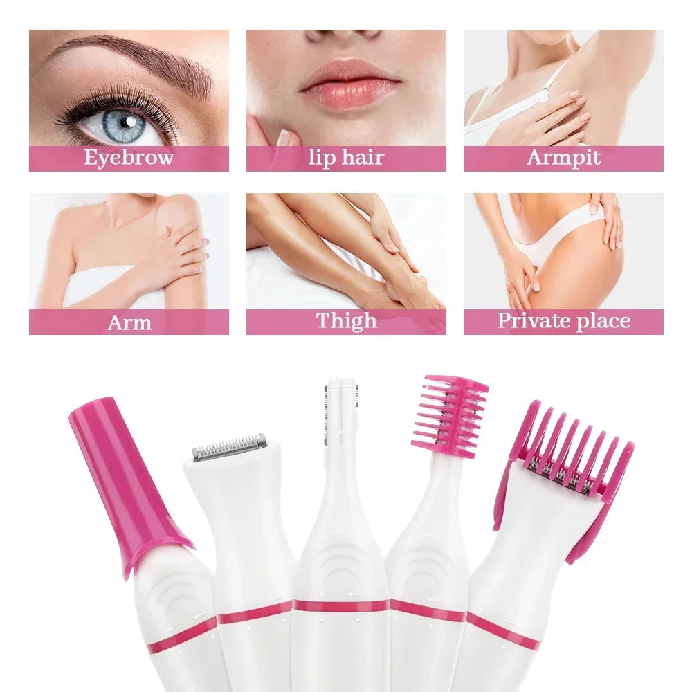 5 In 1 Body Hair Remover Epilator Trimmer Women Bikini Hair Leg Hair Portable Women Painless Razor Shaver Tool care