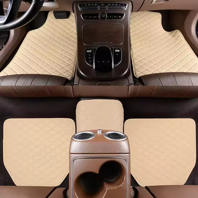 Set of 5 waterproof leather car floor mats by Eliteridegear, universal auto foot pad protectors for vehicle interior