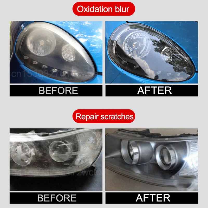 Eliteridegear car headlight polishing agent and scratch remover fluid kit for headlight renewal and maintenance.