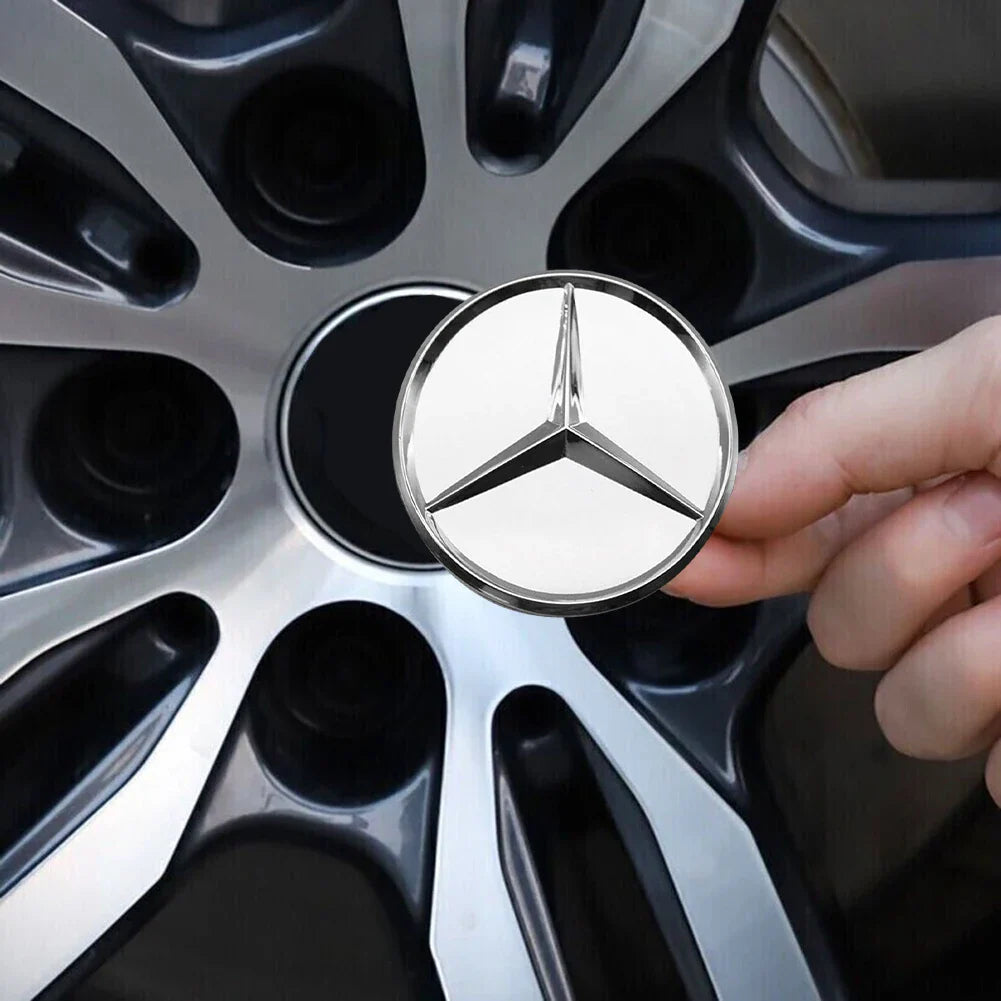 Silver 75mm car wheel center caps for Benz rims, set of 4/8pcs, Eliteridegear hub caps with emblem for all models
