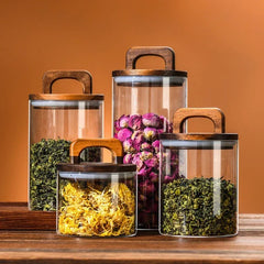 Zapcart Clear Glass Airtight Storage Jar With Bamboo Lid Keeps Tea Coffee Sugar Fresh For Home Kitchen