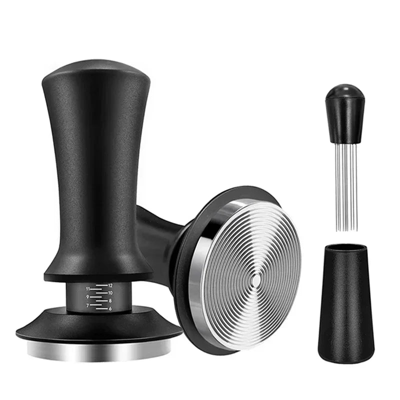 Stainless steel Adistore Coffee Tamper Spring for espresso, with a ergonomic handle, designed for even coffee tamping.