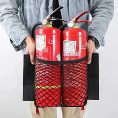 Eliteridegear car trunk mesh organizer with storage net and seat back pocket for vehicle interior organization.