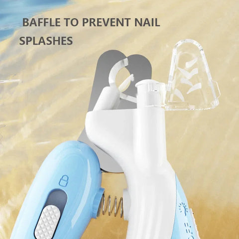 Professional pet nail clippers with LED light, featuring ergonomic handles and sharp stainless steel blades for easy trimming.