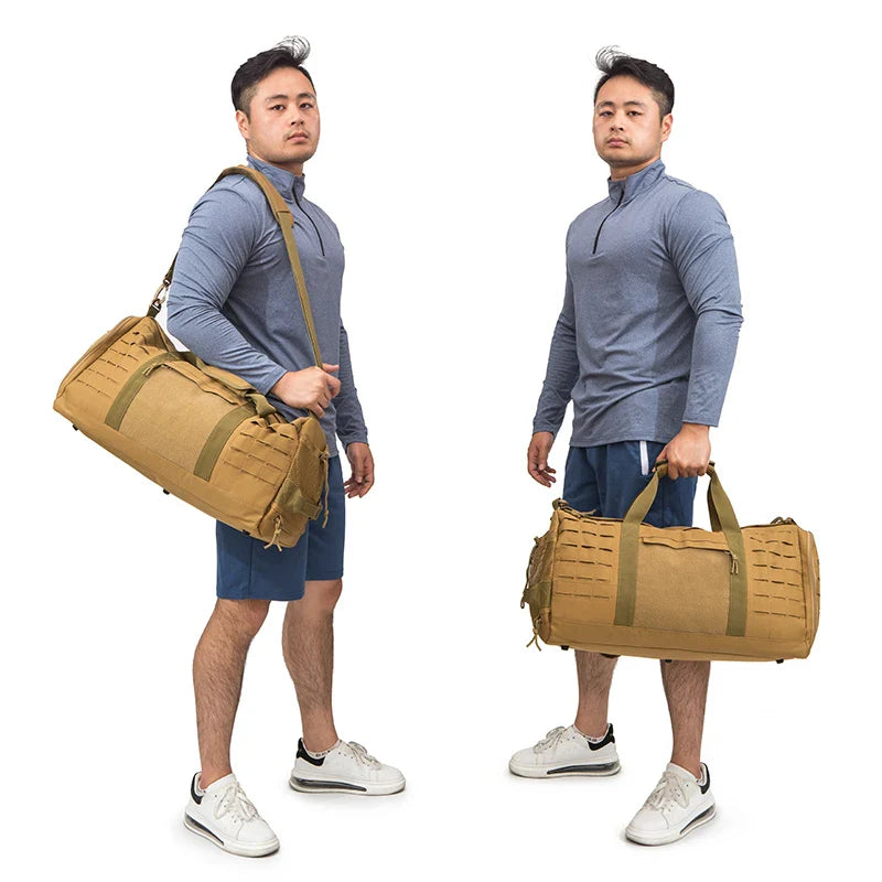 Eliteridegear QT&QY 40L sport gym bag with multiple compartments, tactical design, suitable for travel, fitness, and sports activities.