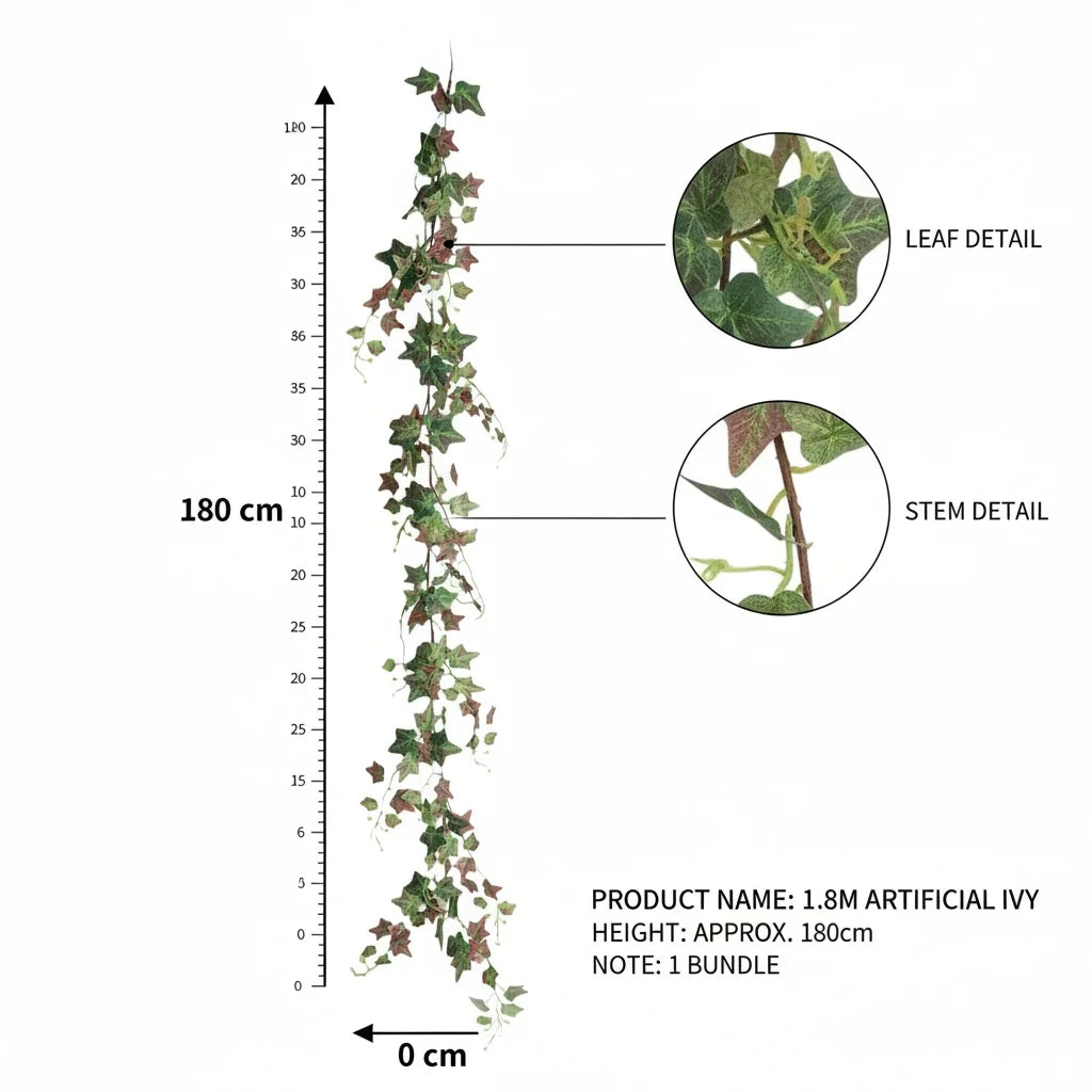Artificial IVY Vine Grape Leaf Trailing Plant Indoor Wall Decor