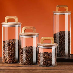 Zapcart Clear Glass Airtight Storage Jar With Bamboo Lid Keeps Tea Coffee Sugar Fresh For Home Kitchen