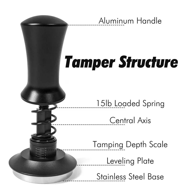 Stainless steel Adistore coffee tamper spring for espresso tamping, with ergonomic handle and durable construction.