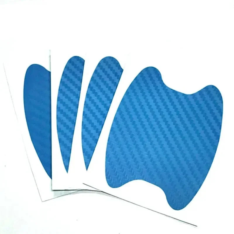 Eliteridegear 4PCS carbon fiber car door handle protective film stickers, scratch-resistant covers for exterior car accessories.