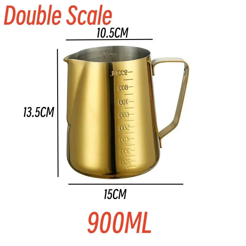 Stainless Steel Coffee Frothing Pitcher – 900ML Milk Steaming Jug