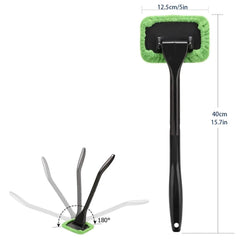 Eliteridegear windshield cleaning tool with automatic window cleaner rod and five reusable cloth pads for automotive interior cleaning.