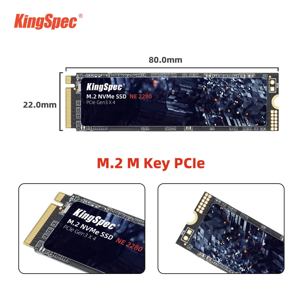 Eliteridegear KingSpec M.2 NVMe SSD with 120GB to 2TB capacity, internal M.2 PCIe hard drive for laptops and desktops