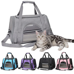 Adistore foldable pet carrier bag with soft mesh sides for cats and small dogs, portable travel carrier with breathable design.
