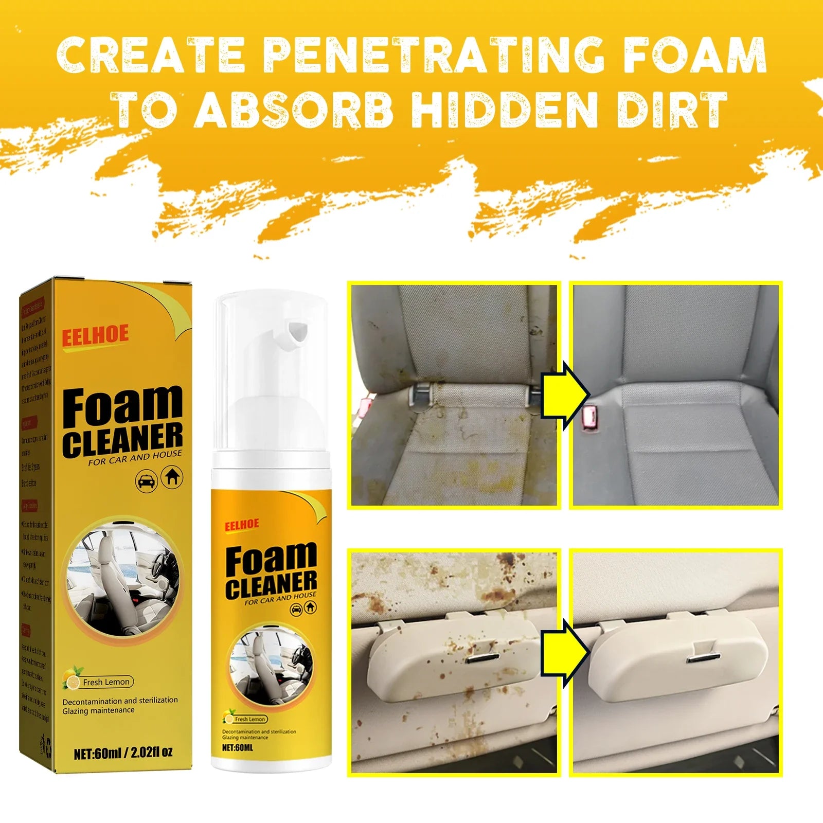 Eliteridegear 100ML multi-purpose foam cleaner for leather and car interior cleaning, showing foam being applied to a vehicle surface.