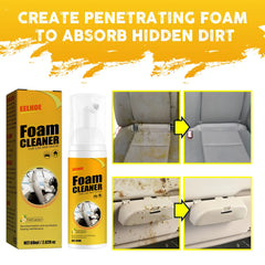 Eliteridegear 100ML multi-purpose foam cleaner for leather and car interior cleaning, showing foam being applied to a vehicle surface.