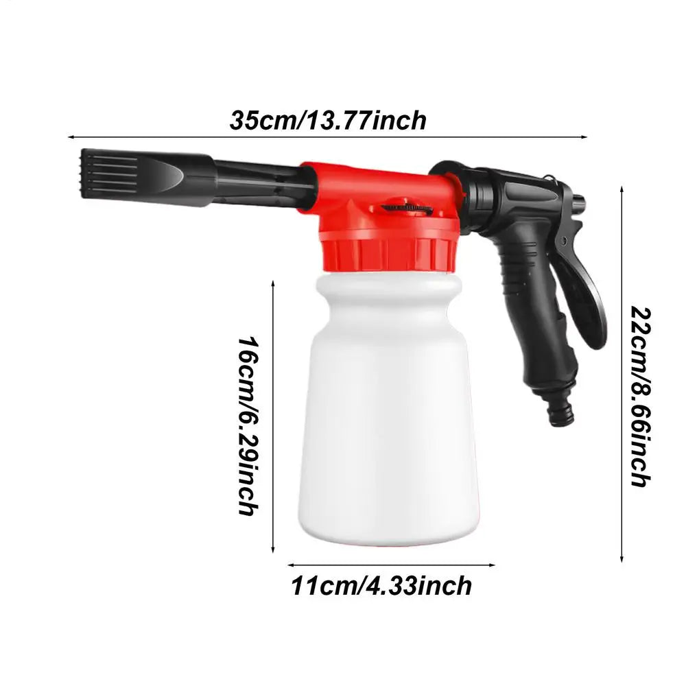 Eliteridegear foam cannon for garden hose, 1L handheld pressurized soap foam sprayer, attached to a garden hose ready for use
