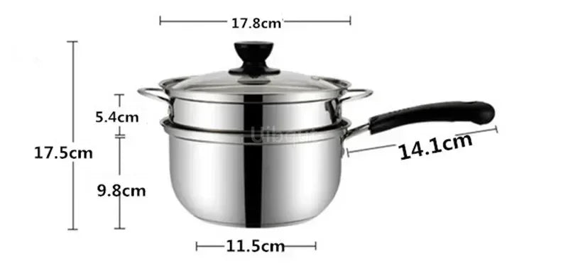 Uibqut Stainless Steel Double Bottom Soup Pot For Home Cooks Even Heating Induction And Gas Safe Durable