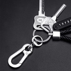 Eliteridegear DIY mobile phone number plate pendant keychain with woven leather rope, punk style, ideal for men’s anti-lost car keys