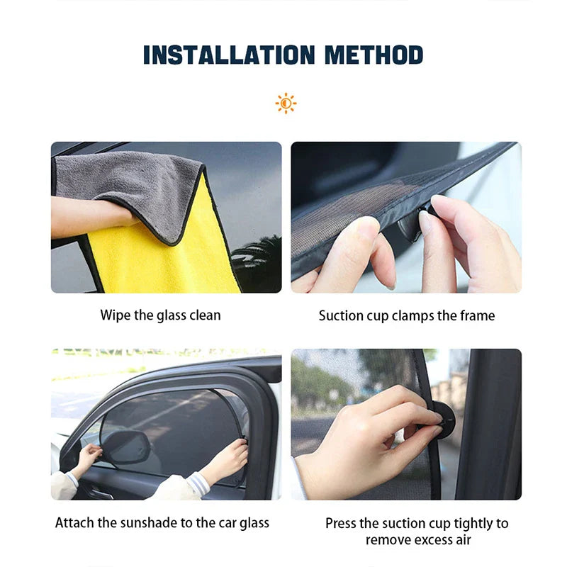 Eliteridegear Seametal 2-pack car window sunshade covers with UV protection, black sun shields for front and rear windows, summer auto accessories