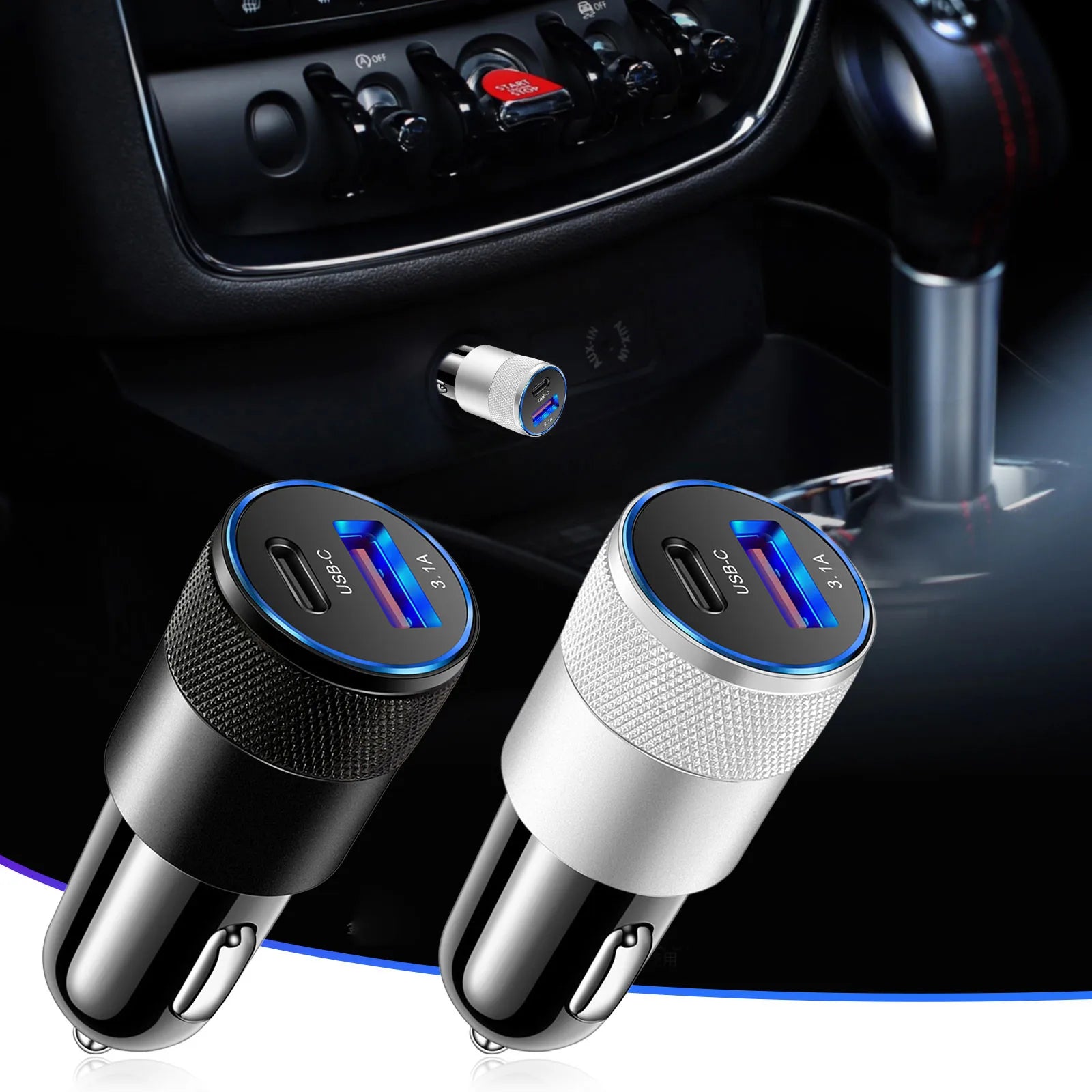 Eliteridegear multifunctional car charger with multiple USB ports, compact design, and stable charging for smartphones and devices