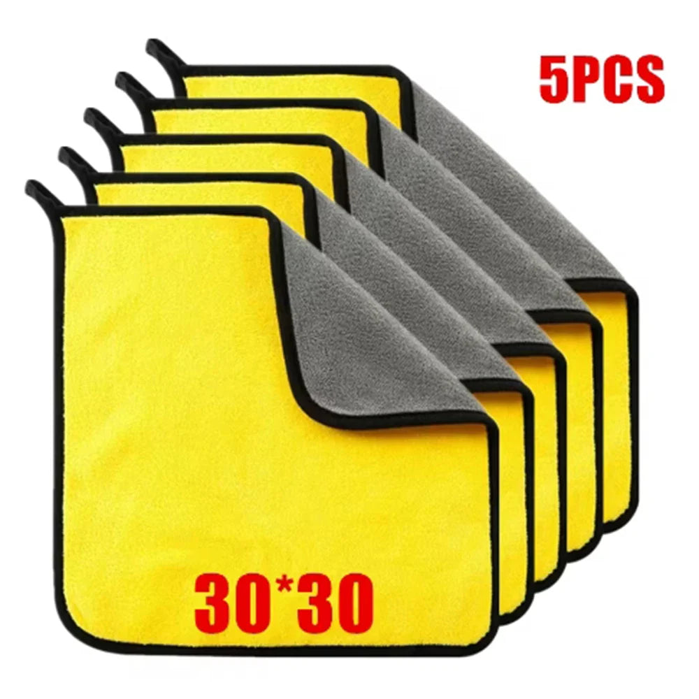 Set of 1, 2, or 5 Eliteridegear ultra-fine fiber car cleaning towels for drying, washing, and detailing vehicles.