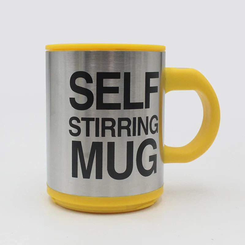 Automatic self-stirring coffee mug by Adistore with magnetic mixing, stainless steel construction, and sleek design.