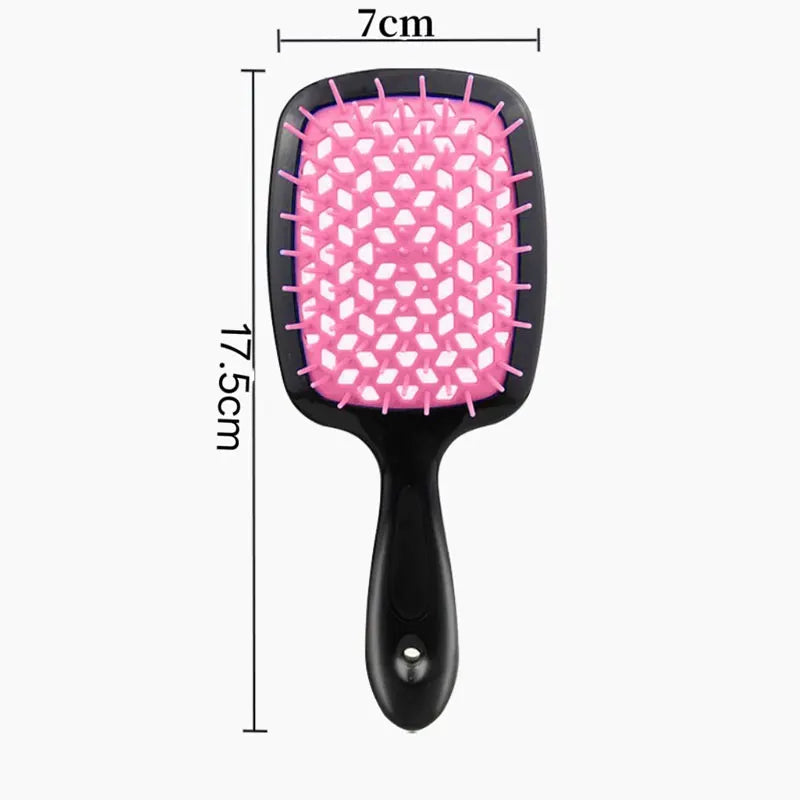Adistore detangling hair brush with massage hollow comb for wet and curly hair, featuring flexible teeth for gentle detangling and scalp massage.