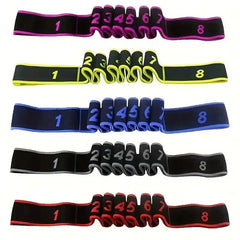 Yoga Elastic Resistance Band with 8 Rings – Pilates Stretching Rope