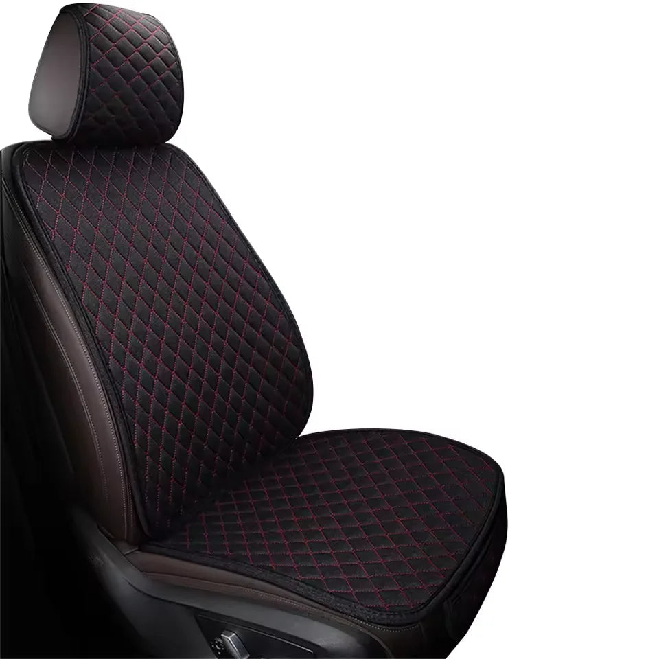 Eliteridegear universal flax car seat cover with front and rear cushions, breathable and comfortable protector mat for vehicle seats.