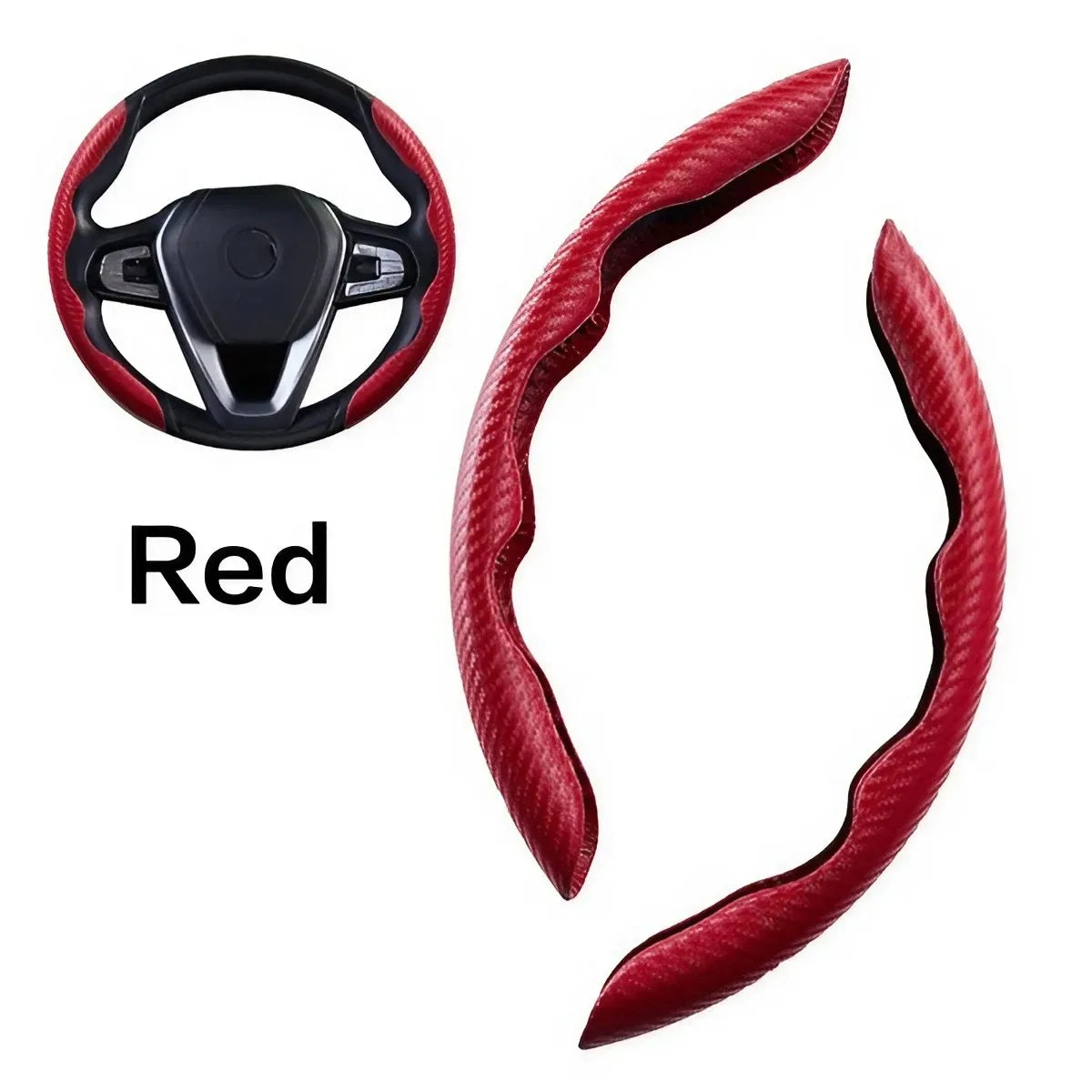 Universal steering wheel cover by Eliteridegear with ultra-thin carbon fiber pattern and anti-slip design for most car wheels.