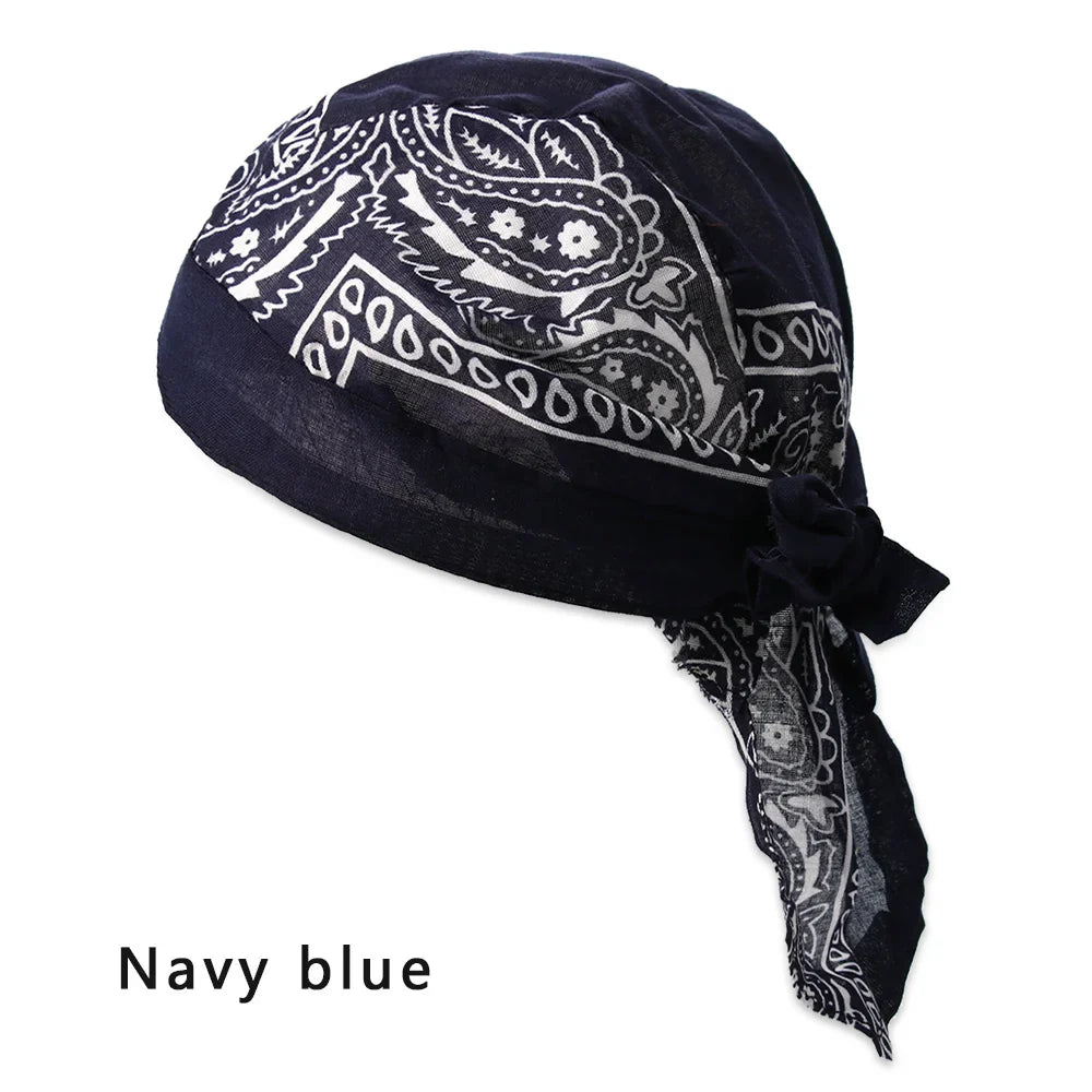 Unisex satin long tail doo rag durag bandana cap with pirate style, suitable for men and women, hip hop and biker headwear.