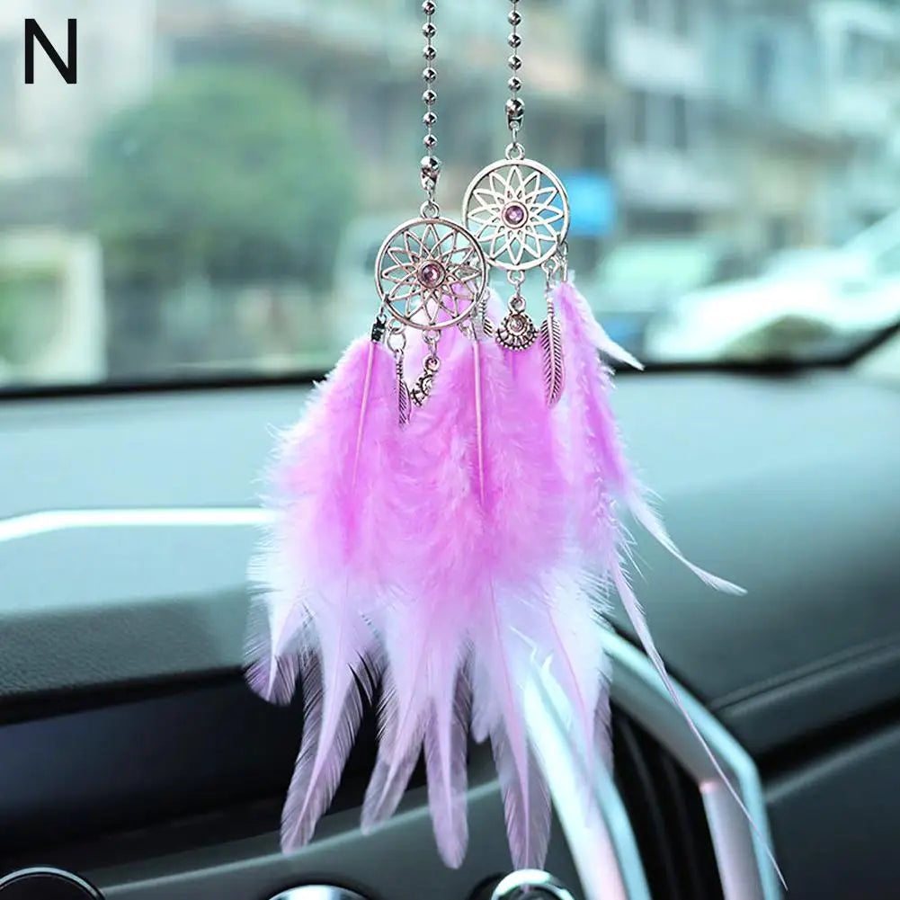 Mini Dream Catcher Car Mirror Hanger Calming Wind Chimes